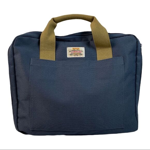 Jordache Unisex Blue Canvas Briefcase Messenger Bag Handles - Picture 1 of 12